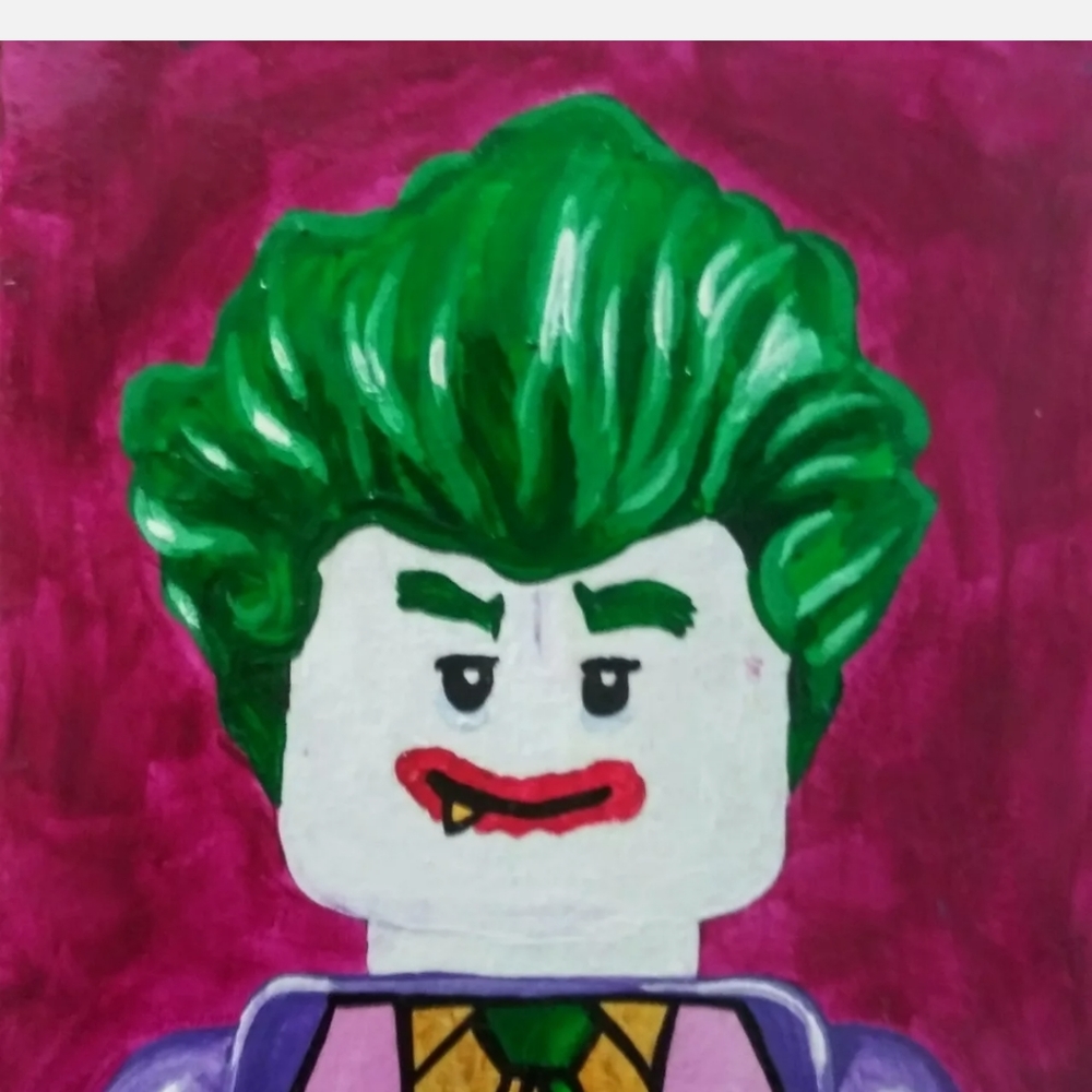 Original Art 8x10 In Lego Joker Painting Acrylic S